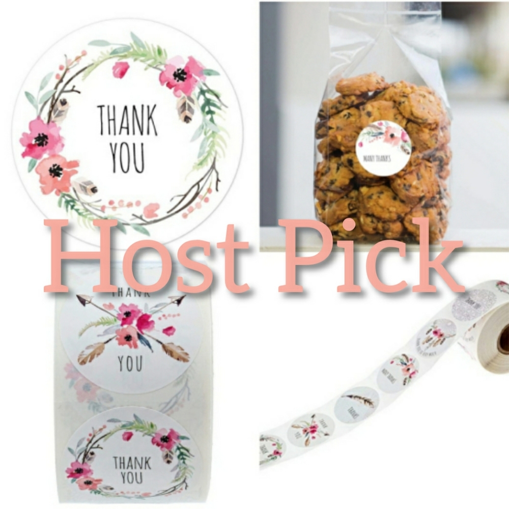 Thank you Stickers, 6 Floral Designs